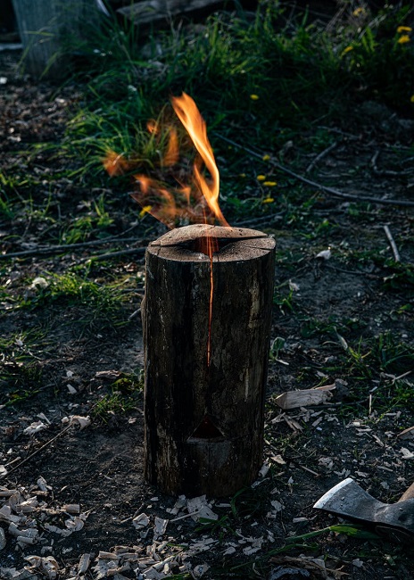 traditional wood  drilled rocket stove
